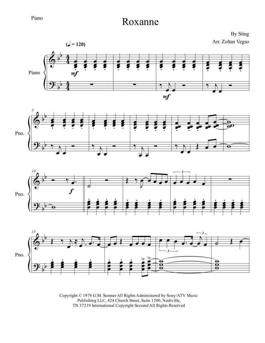 Roxanne (arr. Zoltan Vegso)