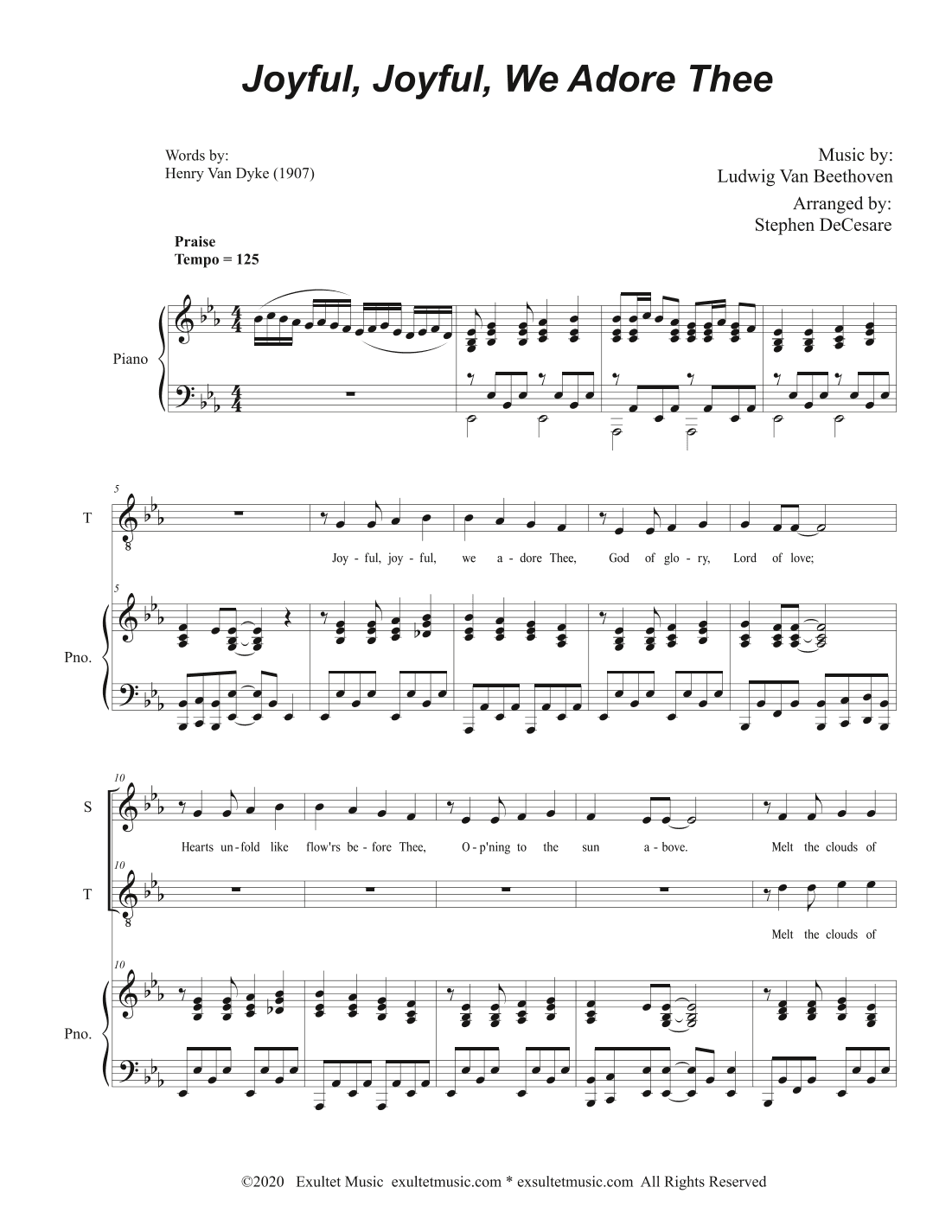 Joyful, Joyful, We Adore Thee (2-part choir - (Soprano and Tenor) (arr. Stephen DeCesare)