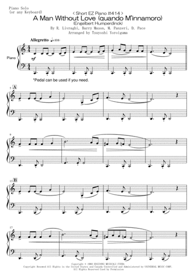 A Man Without Love (quando M'innamoro) (arr. Tsuyoshi Yoroiguma)