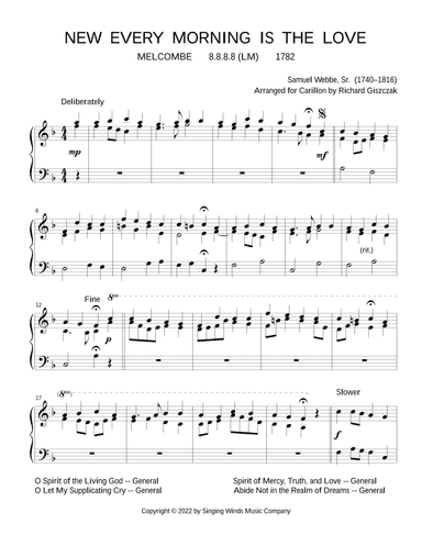 New Every Morning Is the Love (MELCOMBE) (arr. Richard Giszczak)