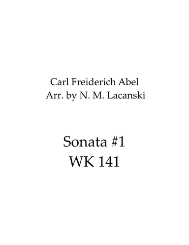 Sonata #1 WK141 (arr. Nick M Lacanski)