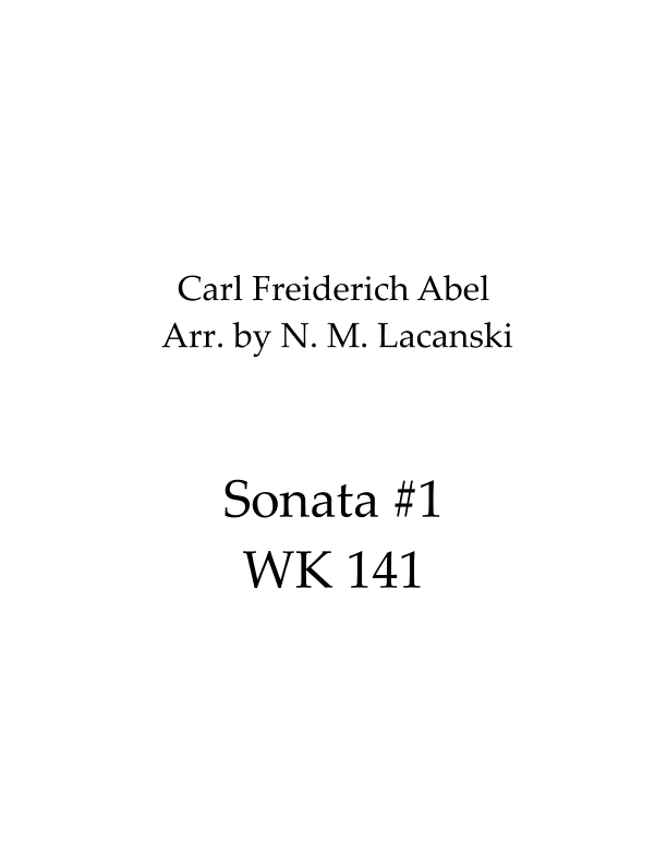 Sonata #1 WK141 (arr. Nick M Lacanski)