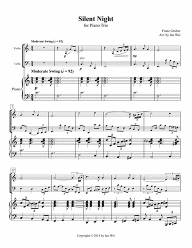 Silent Night for Piano Trio (arr. Ian Wei)