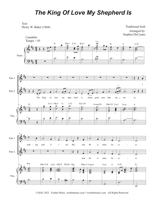 The King Of Love My Shepherd Is (2-part choir) (arr. Stephen DeCesare)