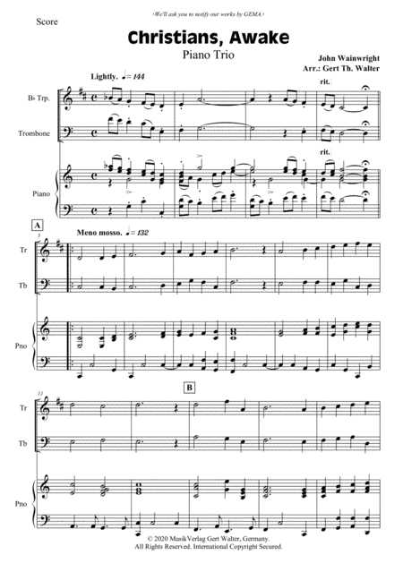 Christians, Awake, Salute The Happy Morn (arr. Gert Th. Walter)