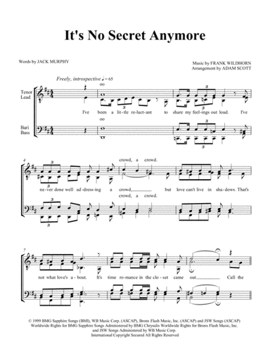 It's No Secret Anymore (arr. Adam Scott)