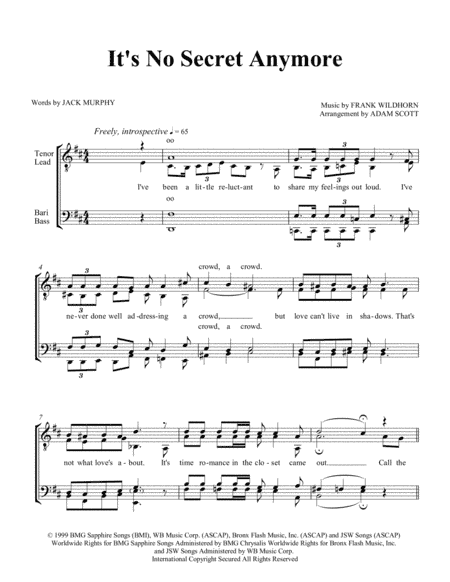 It's No Secret Anymore (arr. Adam Scott)