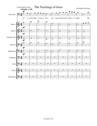 The Teachings of Jesus - for tenor solo and orchestra - Part 1 of 2 (piano version and individ. part