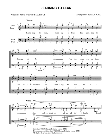 Learning To Lean (arr. Paul A. Jorg)