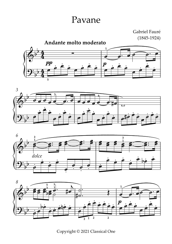 Faure - Pavane(With Note name) (arr. MPS)