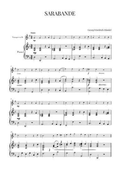 Haendel - Sarabande HWV 437 (for Trumpet and Piano) (arr. Cadenza Editions)