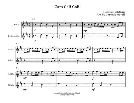 Zum Gali Gali- Alto Sax and Bari Sax Duet (arr. Dominic Meccia)