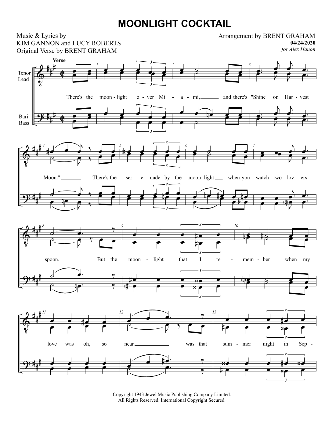 Moonlight Cocktail (arr. Brent Graham)