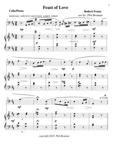 Feast of Love - Cello/Piano (arr. Phil Beaman)