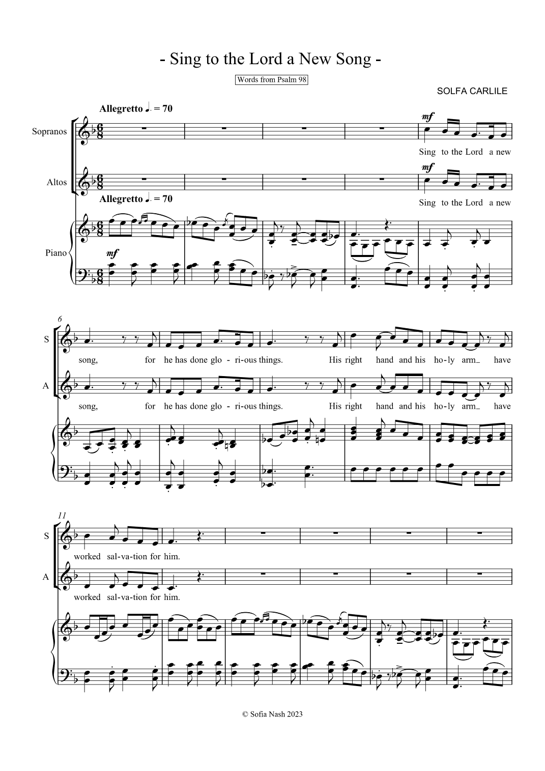 Sing to the Lord a New Song (Psalm 98)