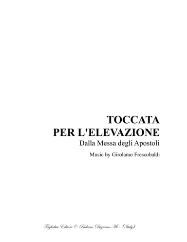 TOCCATA PER L'ELEVAZIONE - From Mass of the Apostles - For Organ (arr. Renato Tagliabue - Marcello Meneguzzo)