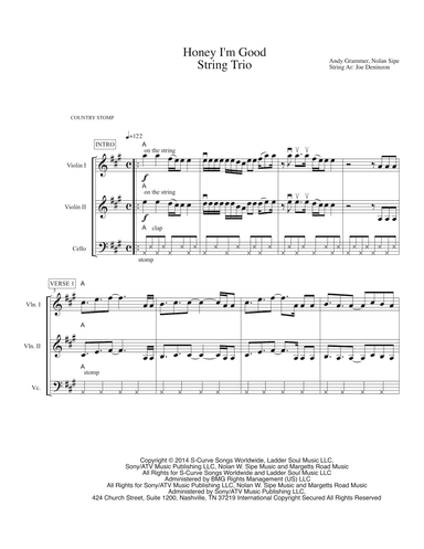 Honey, I'm Good (arr. Joe Deninzon)