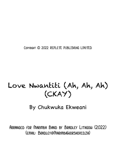 Love Nwantiti (ah Ah Ah) - Score Only (arr. Bradley Lithgow)
