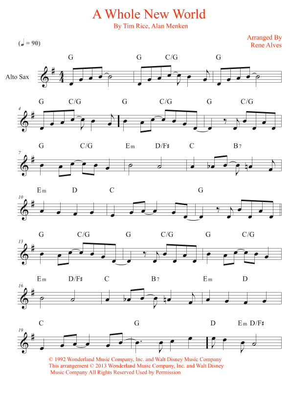 A Whole New World (reprise) (arr. Rene Alves)