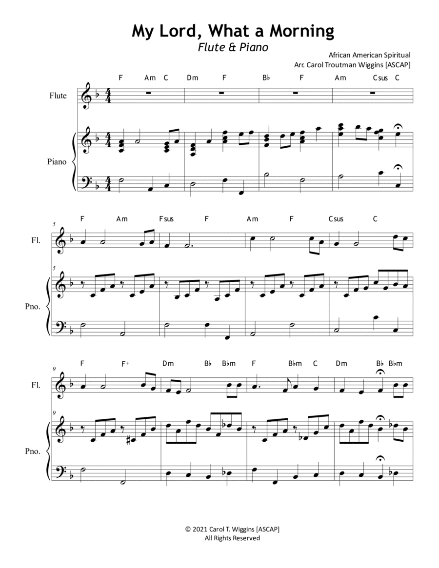 My Lord, What A Morning (Violin & Piano) (arr. Carol Troutman Wiggins)