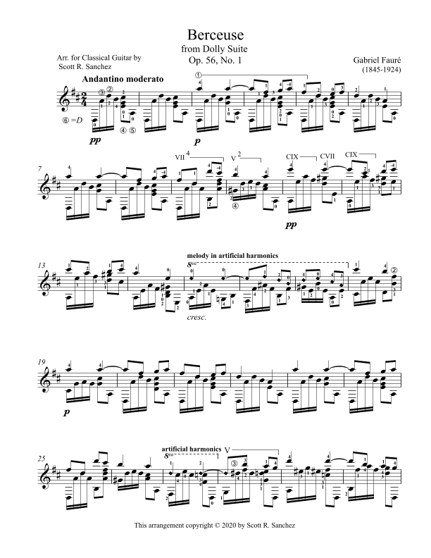 Berceuse (from Dolly Suite -  Op. 56, No.1) (arr. Scott R. Sanchez)