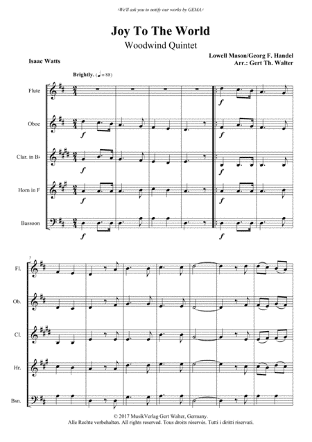 Joy To The World (arr. Gert Th. Walter)