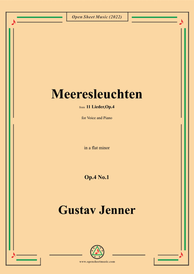 Jenner-Meeresleuchten,in a flat minor,Op.4 No.1 (arr. OSM Press)