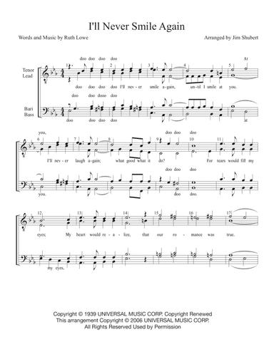 I'll Never Smile Again (arr. Jim Shubert)