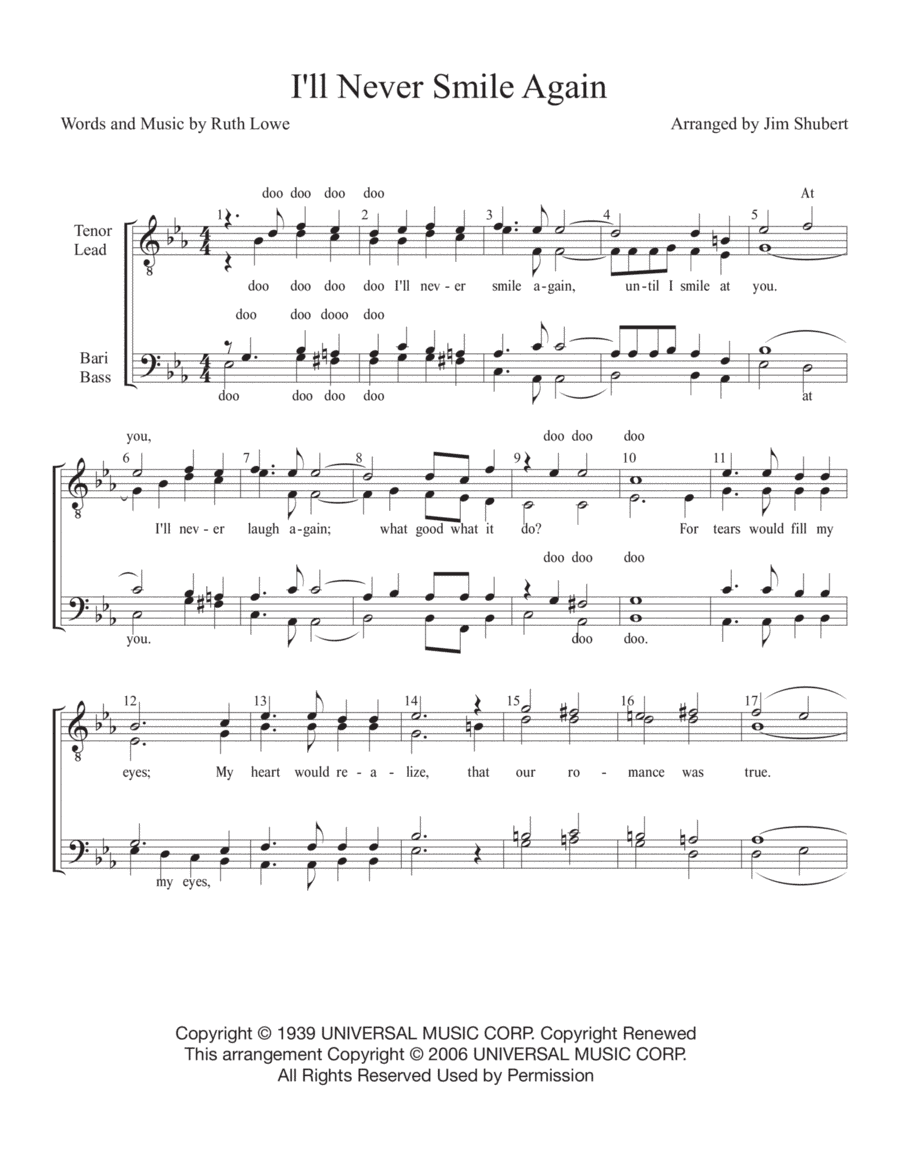I'll Never Smile Again (arr. Jim Shubert)
