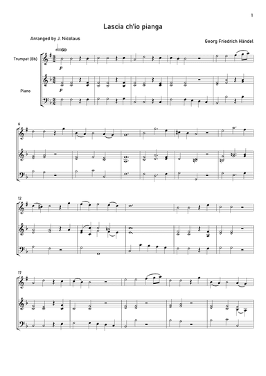 Lascia ch'io pianga (arr. John Nicolaus)