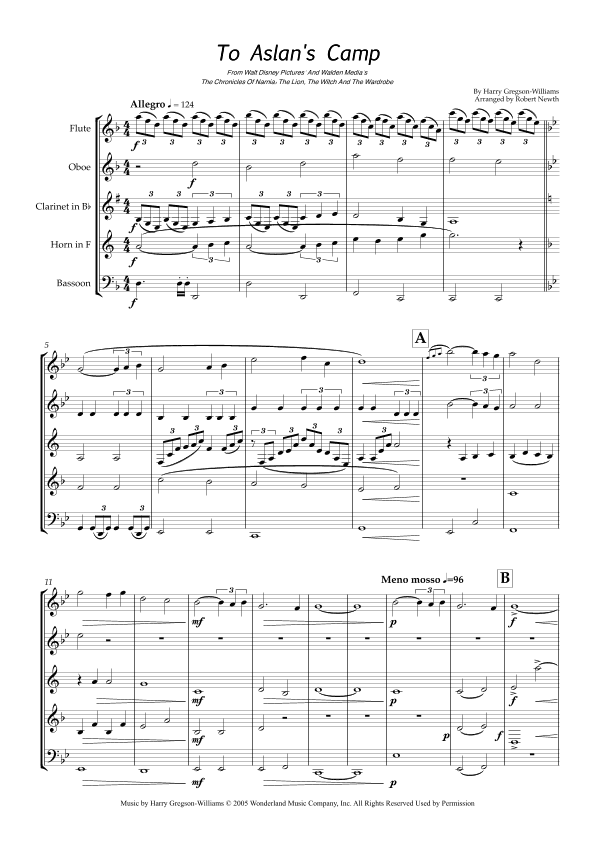 To Aslan's Camp (arr. Robert Newth)