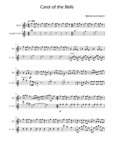 Carol of the Bells - Oboe and English Horn Duet (arr. Ygor Nunes)