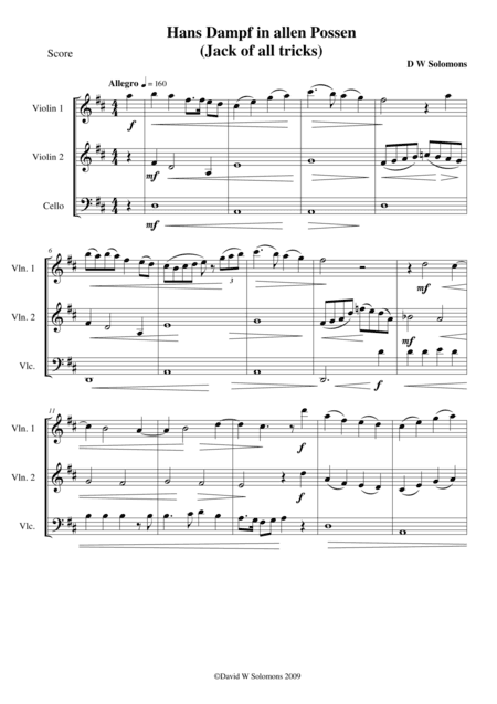 Hans Dampf in allen Possen (Jack of all tricks) for string trio (arr. David Warin Solomons)