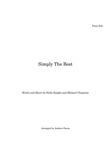 The Best (simply The Best) (arr. Andrew Payne)