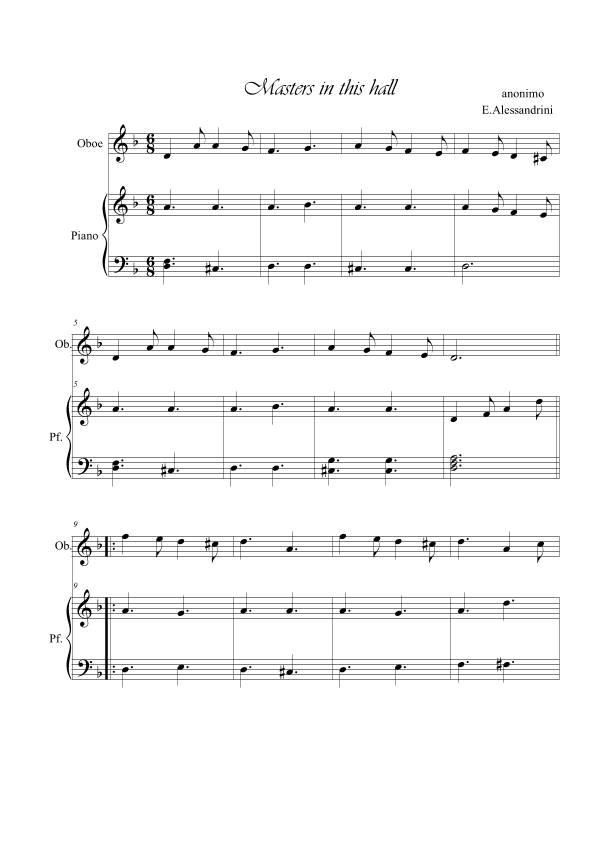 Masters in this hall. Oboe and piano duo (arr. Ester Alessandrini)