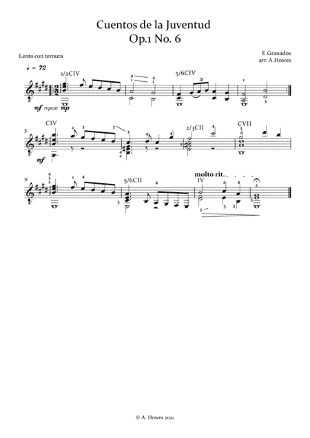 Cuentos de la Juventud Op.1 No.6 (arr. Andrew Howes b1951)