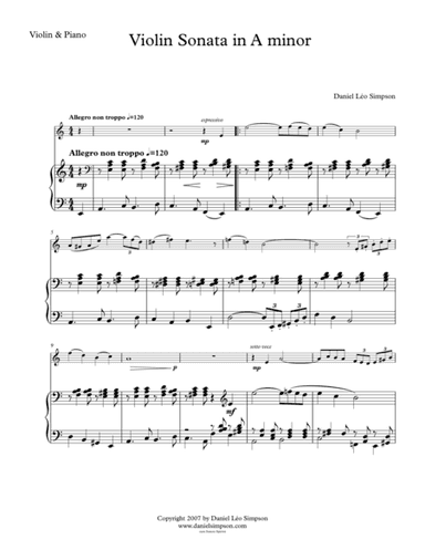 Violin Sonata in A minor (Piano score & Violin part)