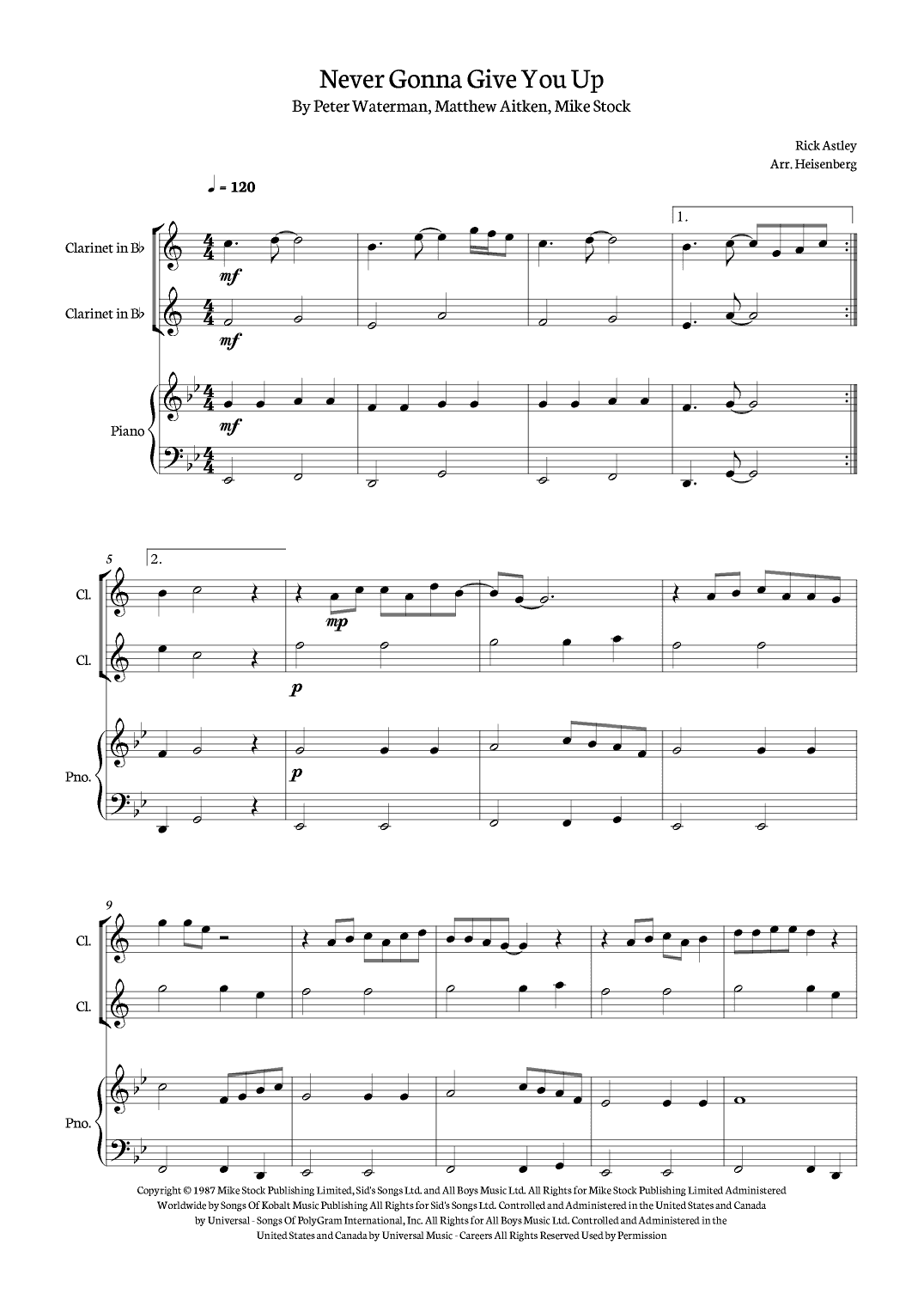 Never Gonna Give You Up (arr. Heisenberg)