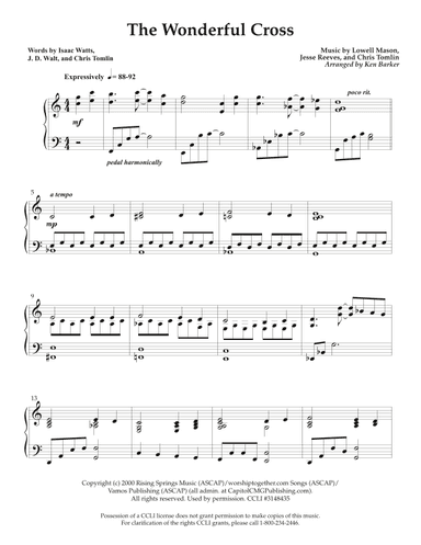 The Wonderful Cross (arr. Ken Barker)