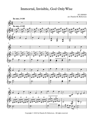 Immortal, Invisible, God Only Wise - Piano and Violin or Trumpet (arr. Pamela M. Robertson)