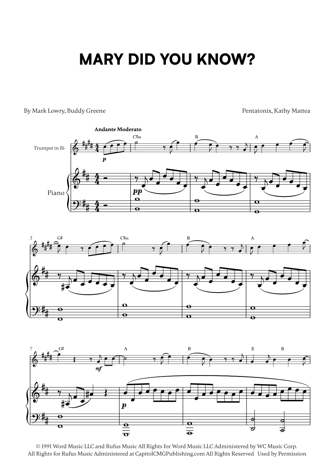 Mary, Did You Know? (arr. Cadenza Editions)