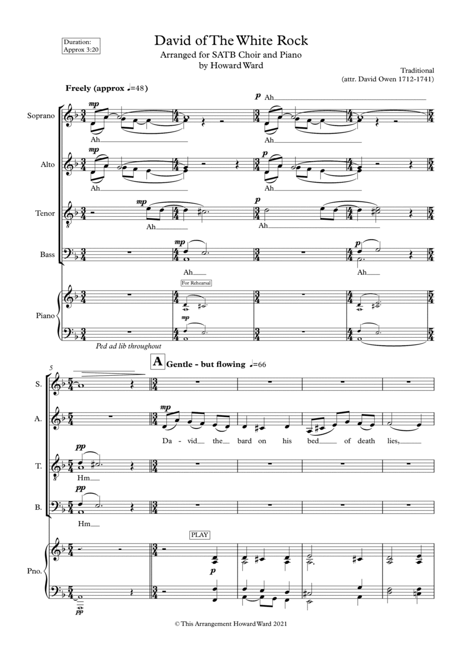 David of The White Rock (SATB & Piano) (arr. Howard Ward)