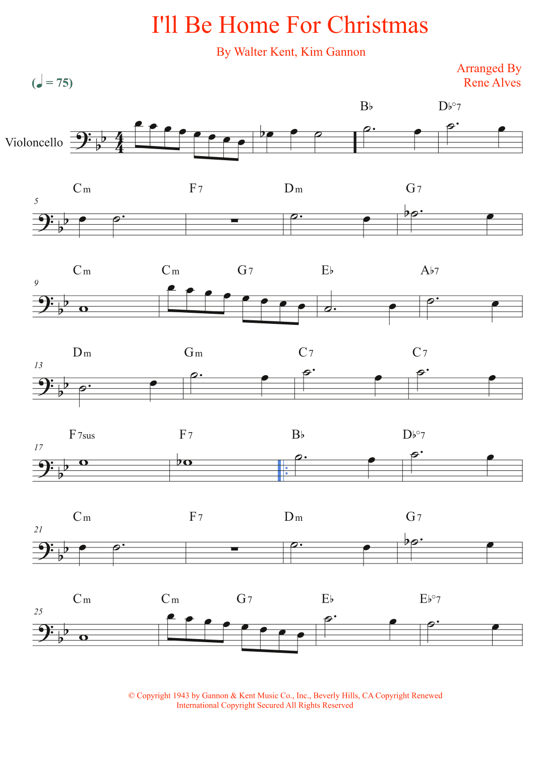I'll Be Home For Christmas (arr. Rene Alves)