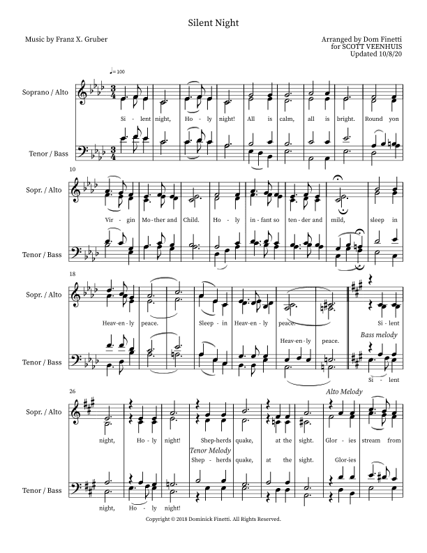 Silent Night (SATB A Cappella) (arr. Dom Finetti)