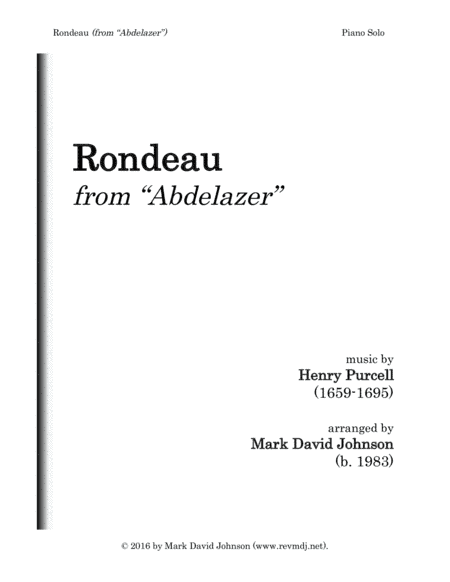 Rondeau (from "Abdelazer") (arr. Mark David Johnson)