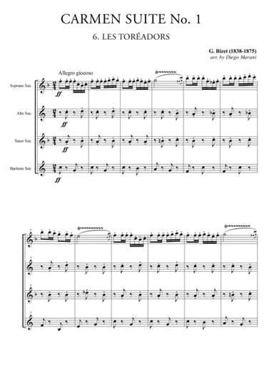 Les Toreadors from "Carmen Suite" for Saxophone Quartet (arr. Diego Marani)