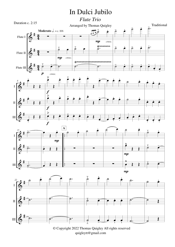 In Dulci Jubilo (Flute Trio) (arr. Thomas Quigley)