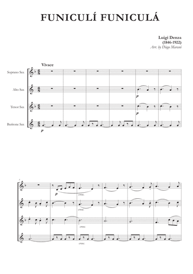 Funiculì Funiculà for Saxophone Quartet (arr. Diego Marani)