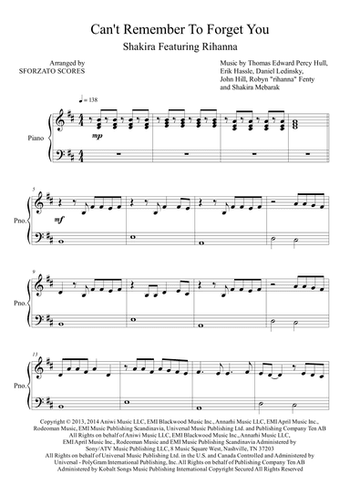 Can't Remember To Forget You (arr. Sforzato Scores)