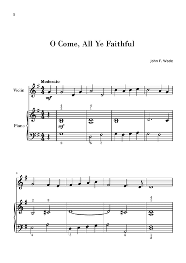 O Come, All Ye Faithful (for Violin and Piano Beginners) (arr. Gisele Sant'Ana)